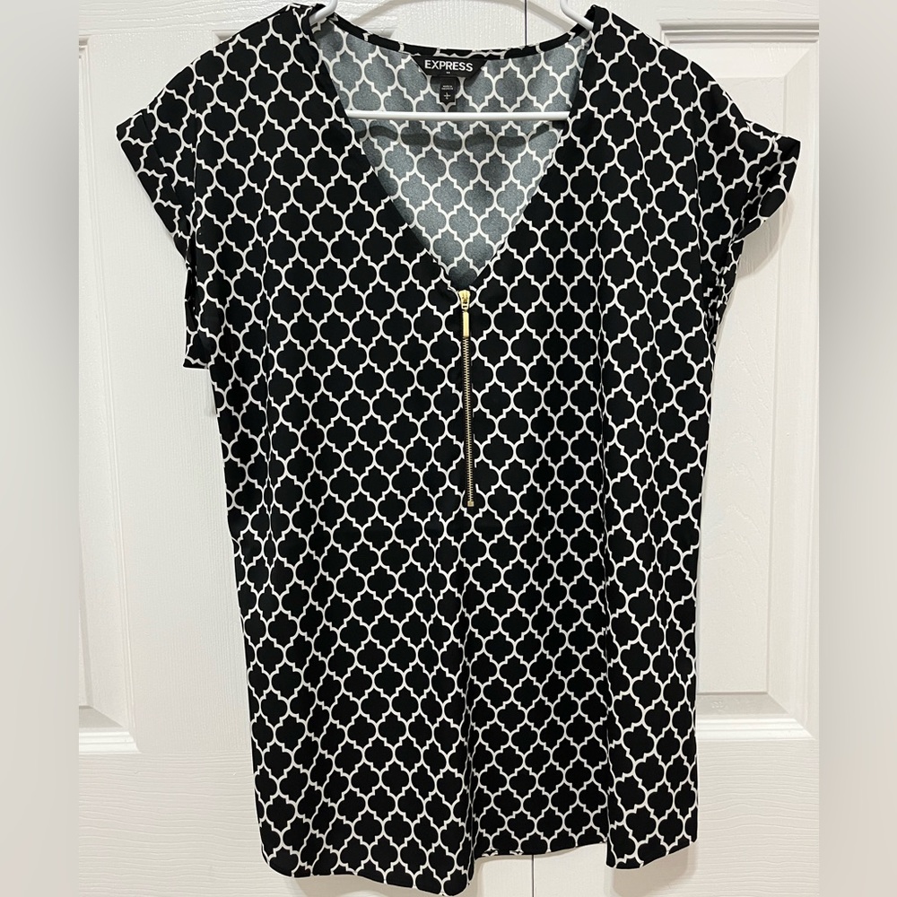 Express Blouse, black and white; size L